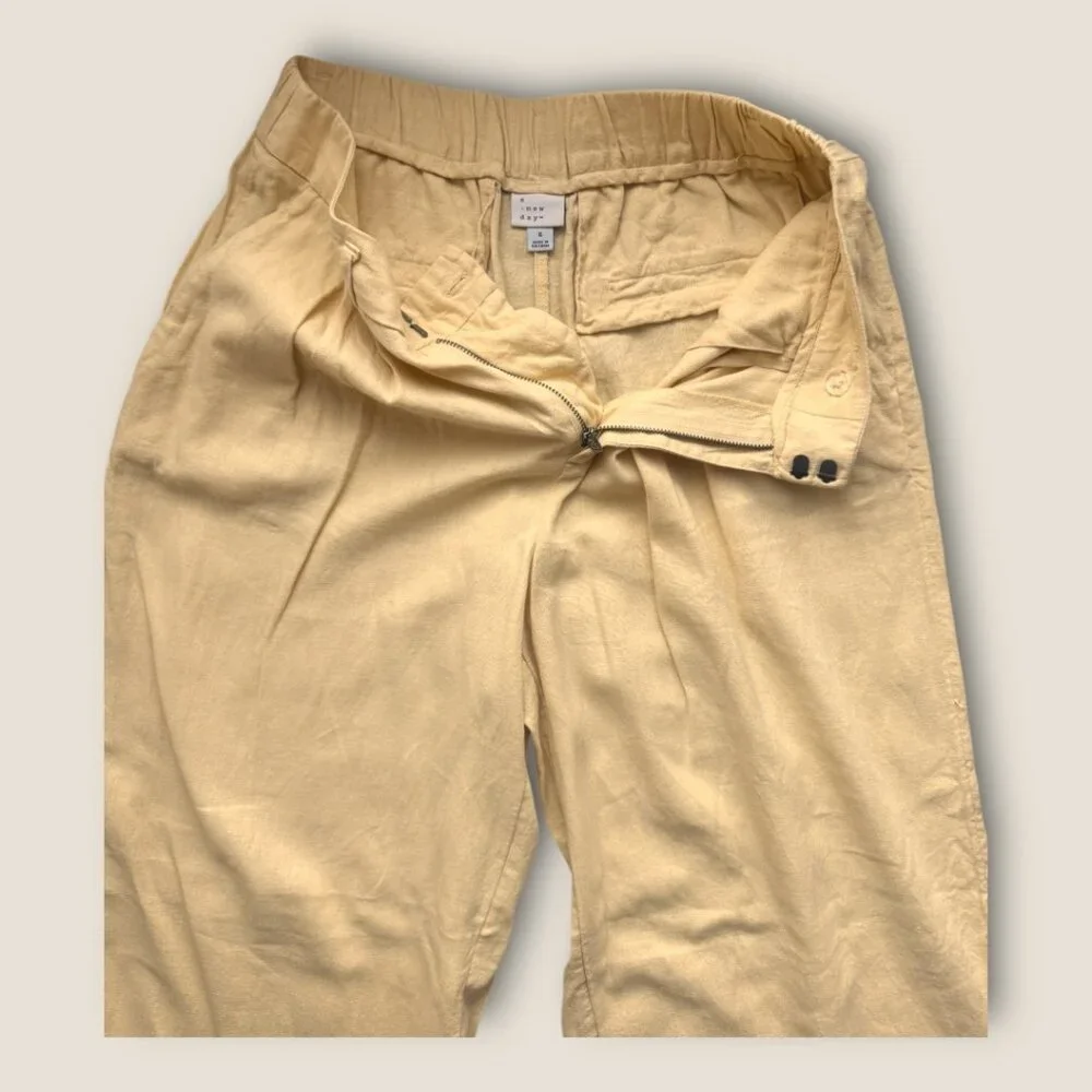 A New Day Yellow Linen Blend Pants - women's 6 - Picture 9 of 9